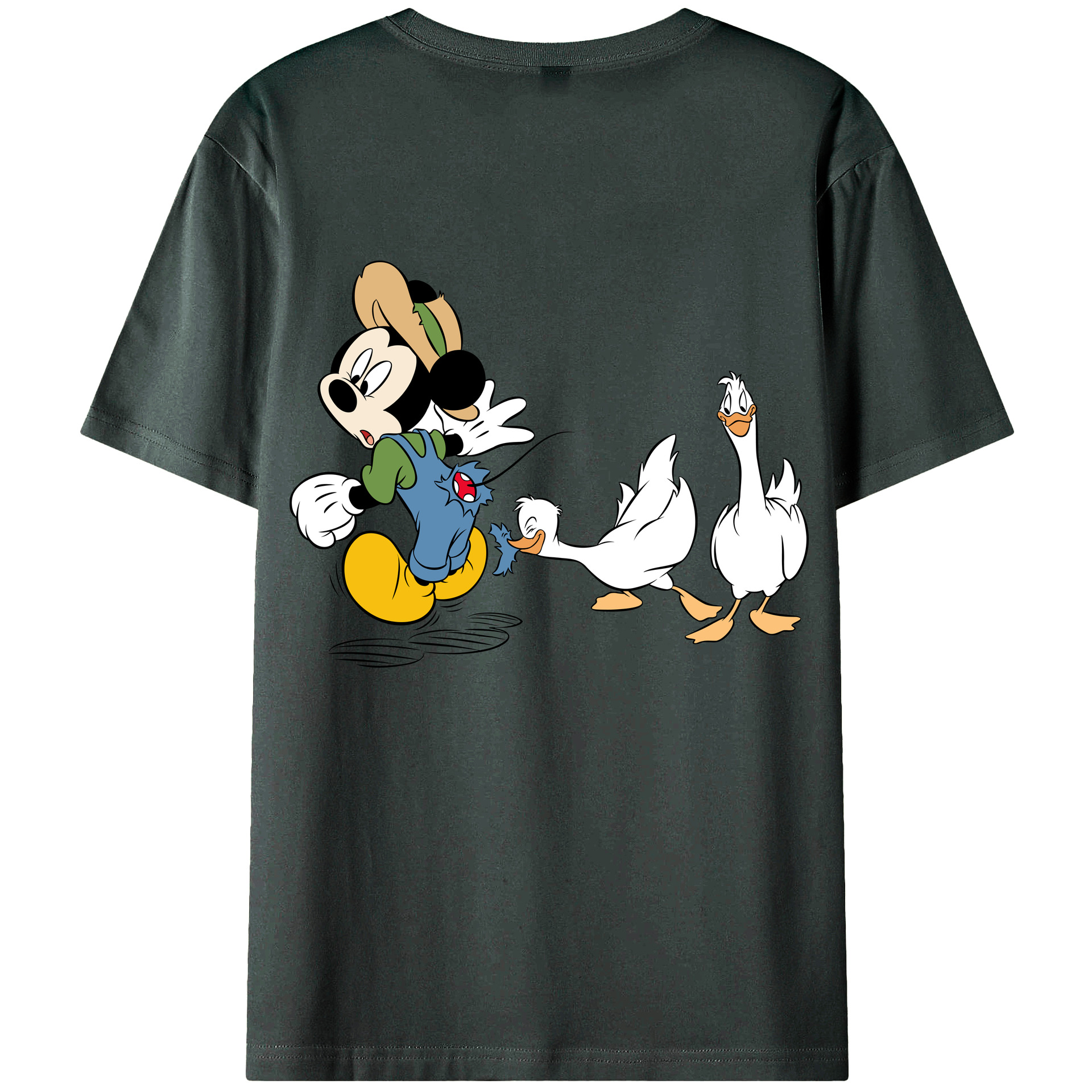 ミッキーマウス Mickey Mouse 綿100％ メンズ半袖Tシャツ（バックプリント） 通気性